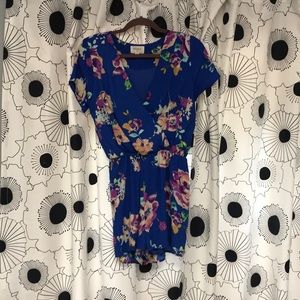 Royal blue flowered romper